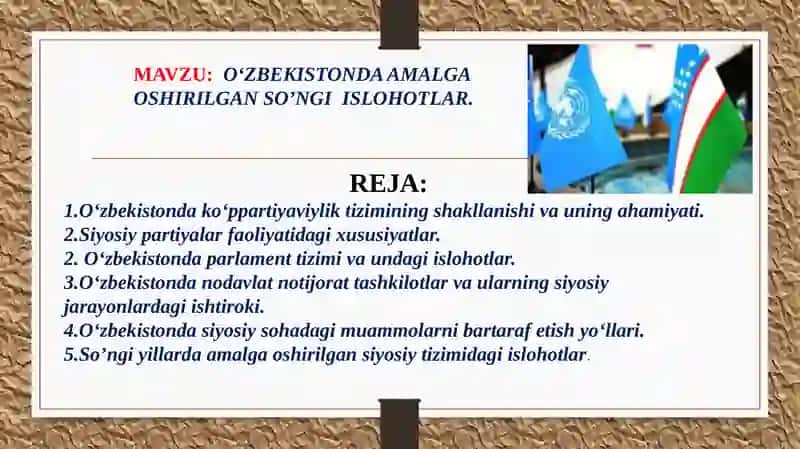 O‘zbekistonda Amalga Oshirilgan So’ngi Islohotlar 2