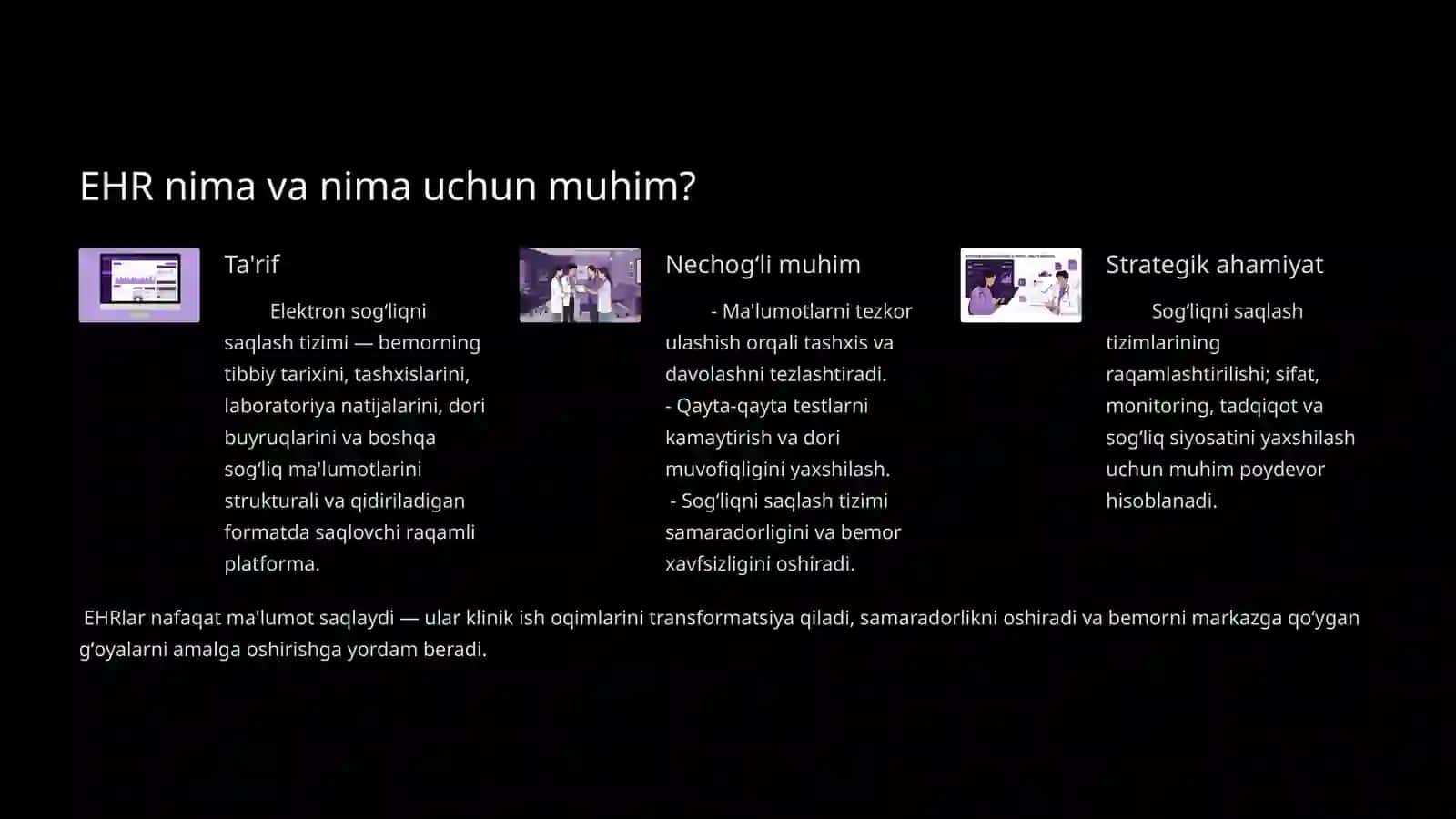 Elektron sogʻliqni saqlash tizimlari (EHR) ga kirish 2