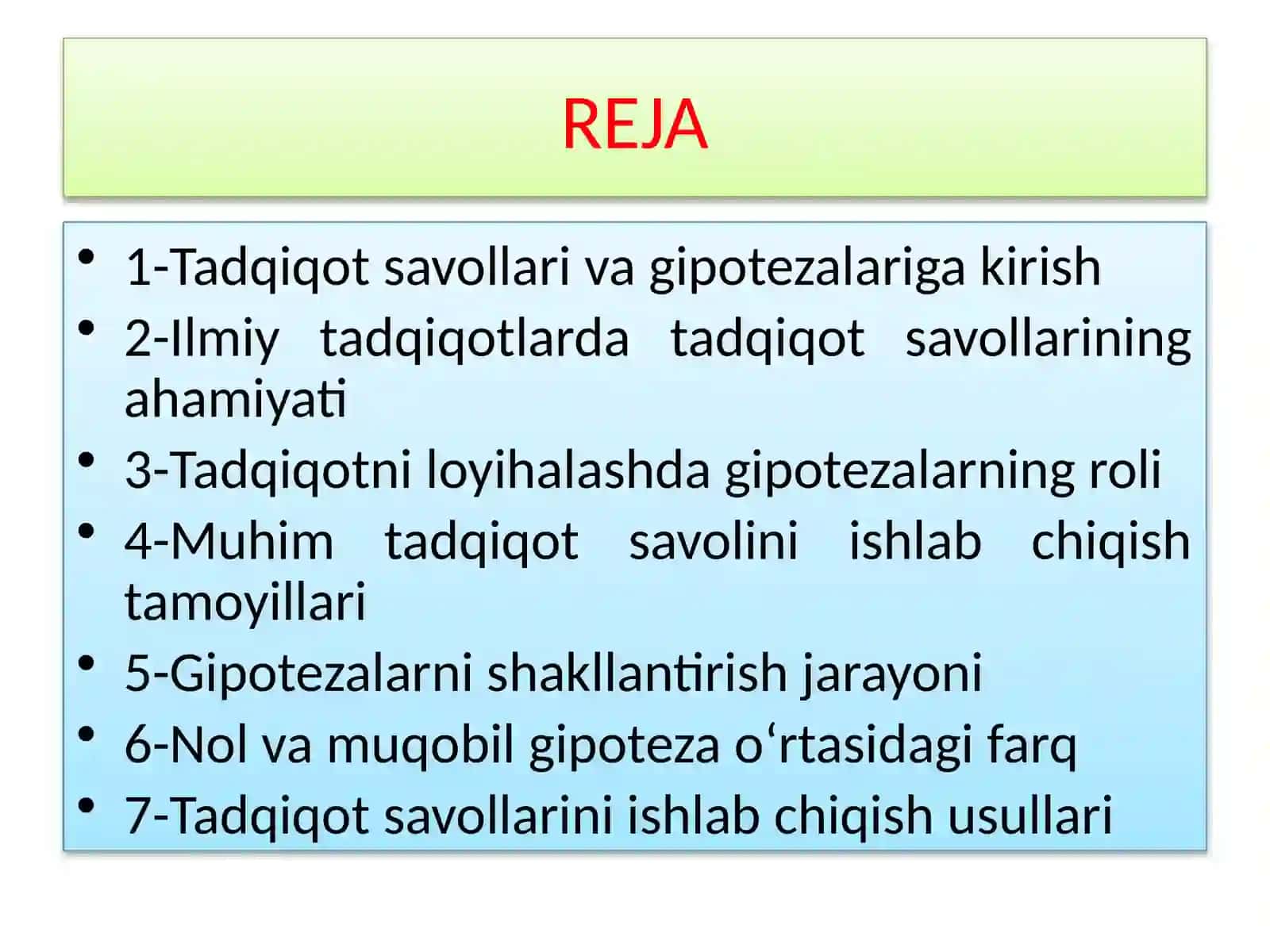 Tadqiqot savollari va gipotezalarini shakllantirish 2