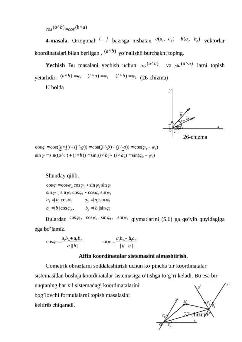Dekart koordinatalar sistemasini almashtirish 2