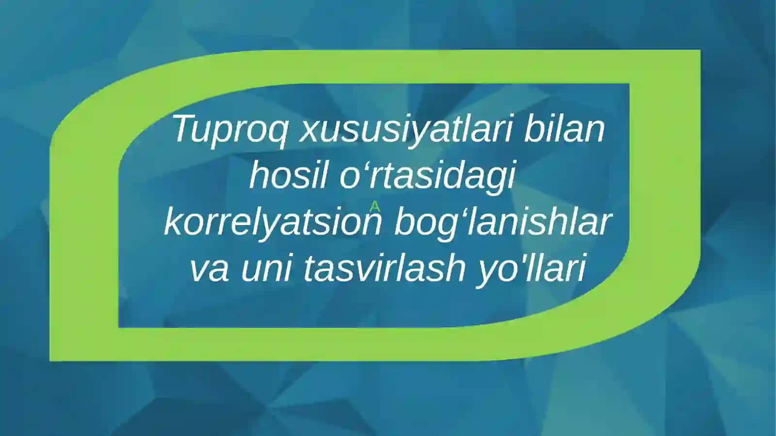 Tabiiy fanlar Tuproqshunoslik ta‘lim yo'nalishi 120_ lll bosqich Qarshiyeva Muniraning 2