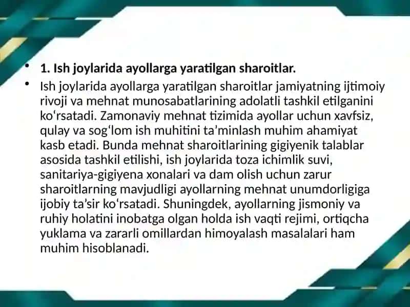 AYOLLAR VA YOSHLAR MEHNATINI MUHOFAZA QILISH 2