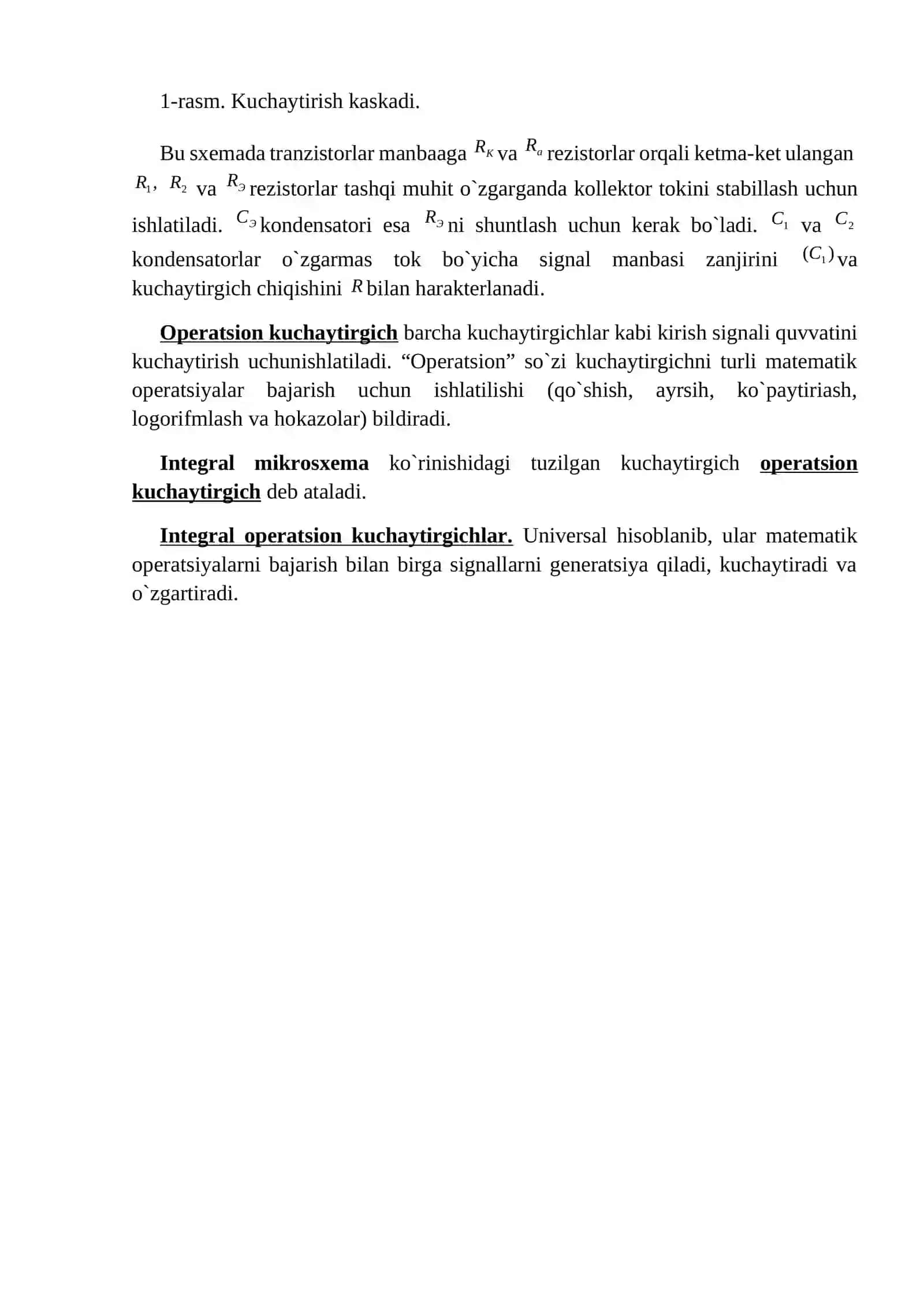 BTda yasalgan UE kuchaytirgich sxemasini tadqiq etish 2