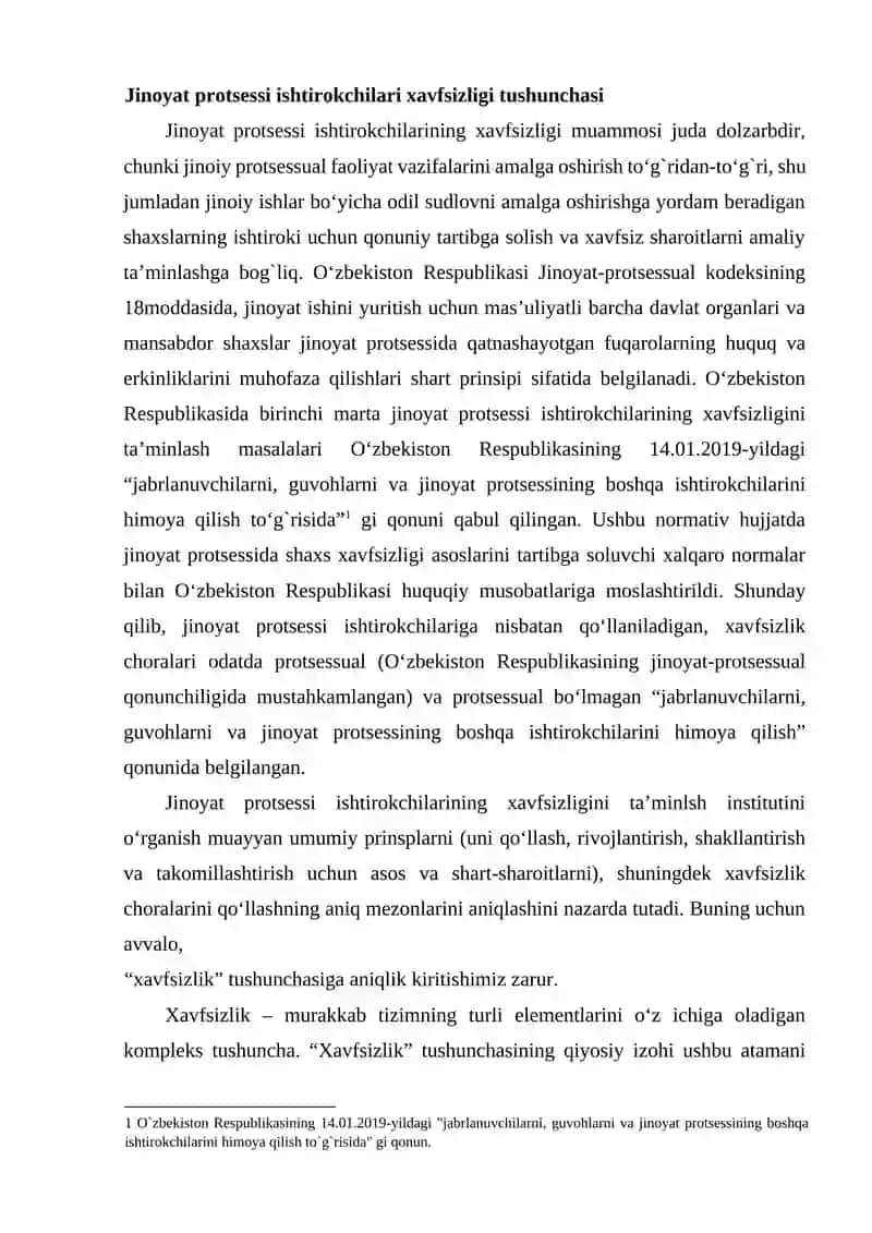 Jinoyat protsessi ishtirokchilari xavfsizligini ta’minlash 2