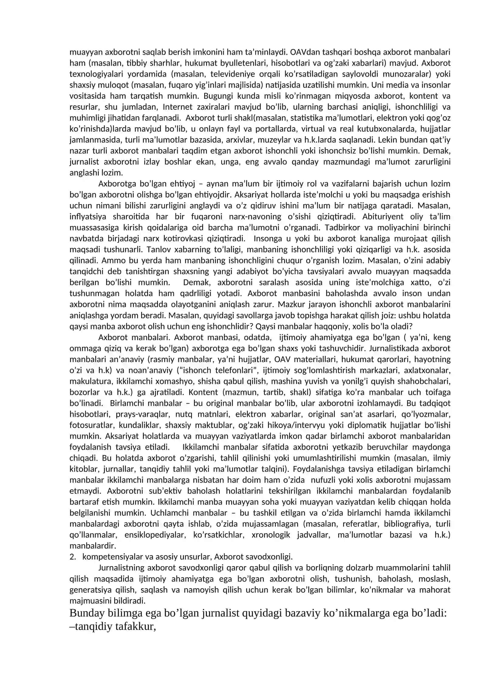 AXBOROTNI JAMIYATDA TUTGAN O`RNI VA AHAMIYATI 2