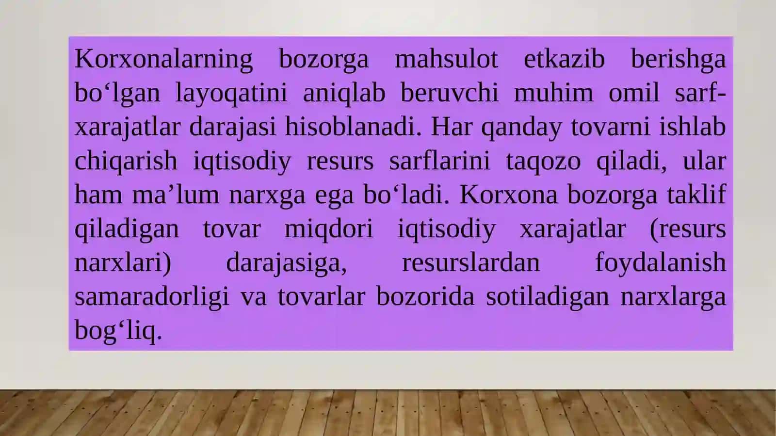 ISHLAB CHIQARISH XARAJATLARI, ISH HAQI, DAROMADLAR VA FOYDA 2
