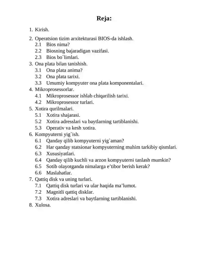 Kompyuterni tashkil etish va yig`ish 2