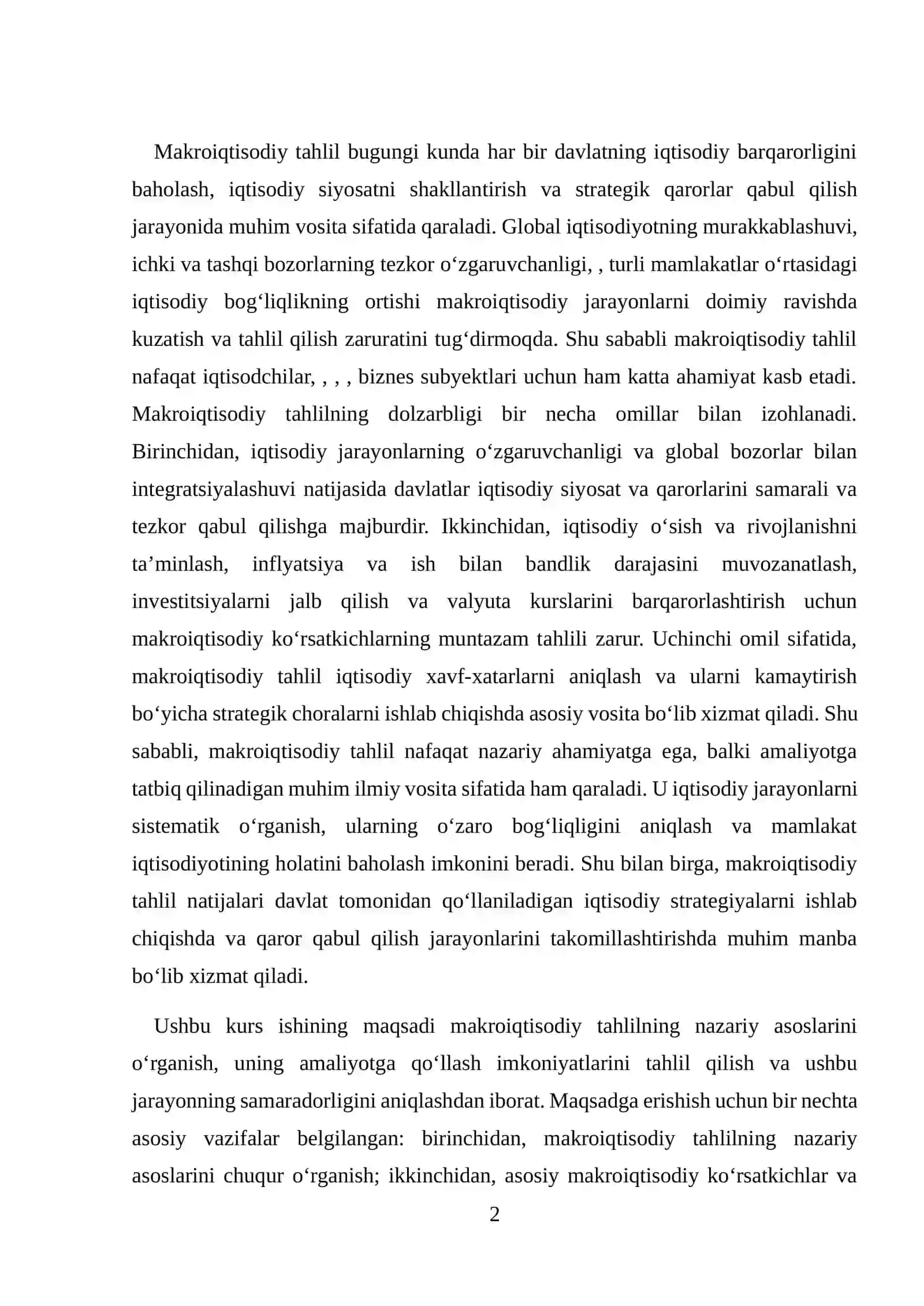 MAKROIQTISODIY TAHLILDA UNDA QO'LLASH IMKONIYATI 2