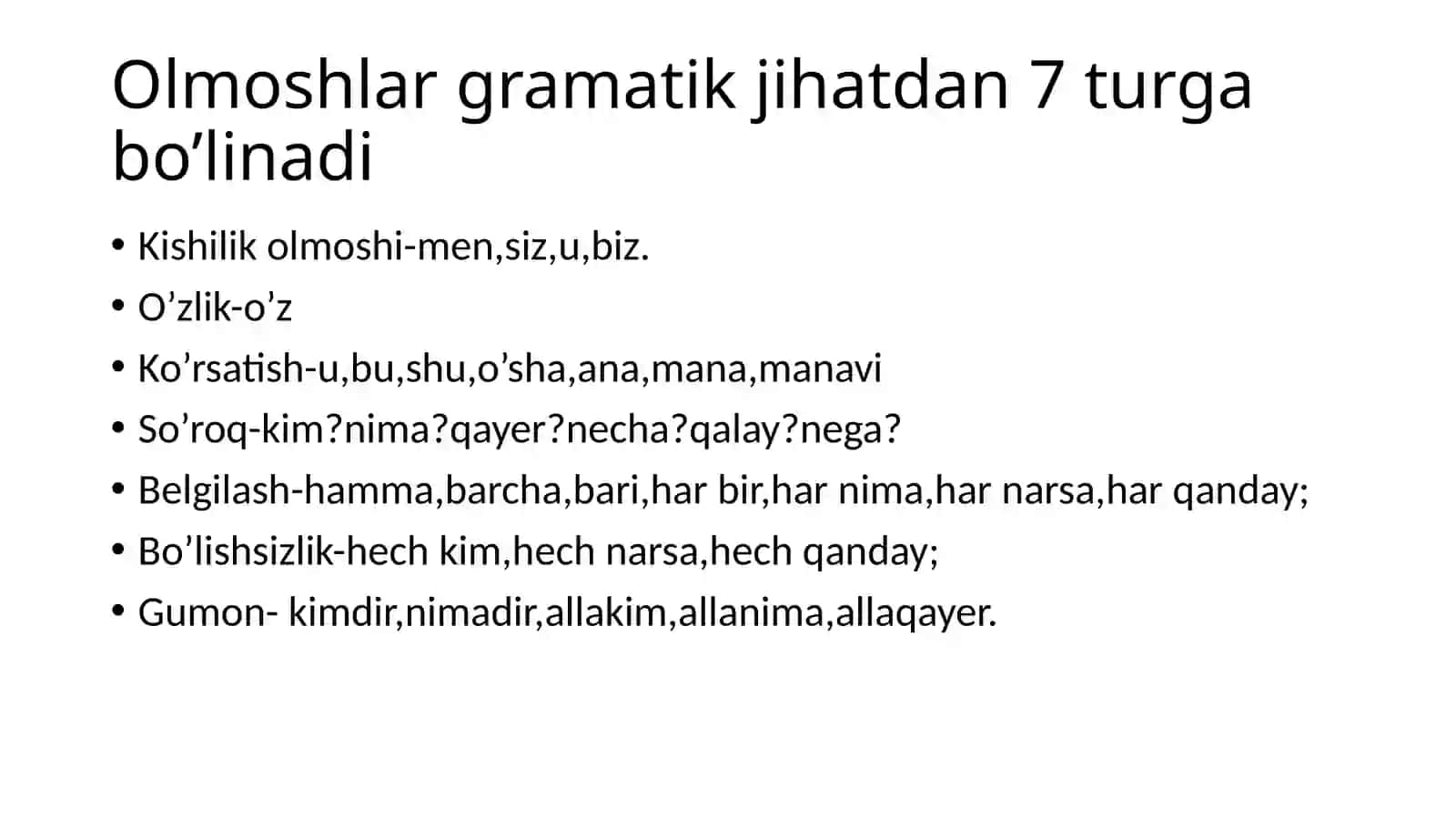 Olmoshso’zturkumi 2
