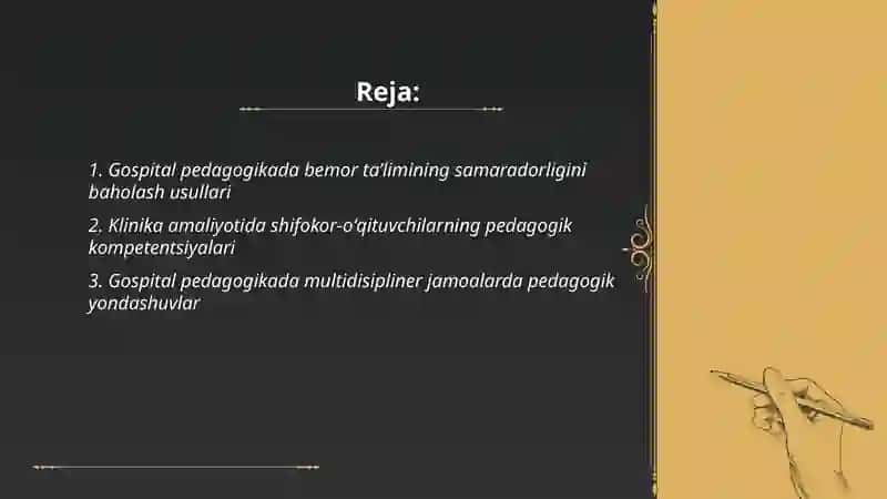 Gospital pedagogikada bemor taʼlimining samaradorligini baholash usullari 2
