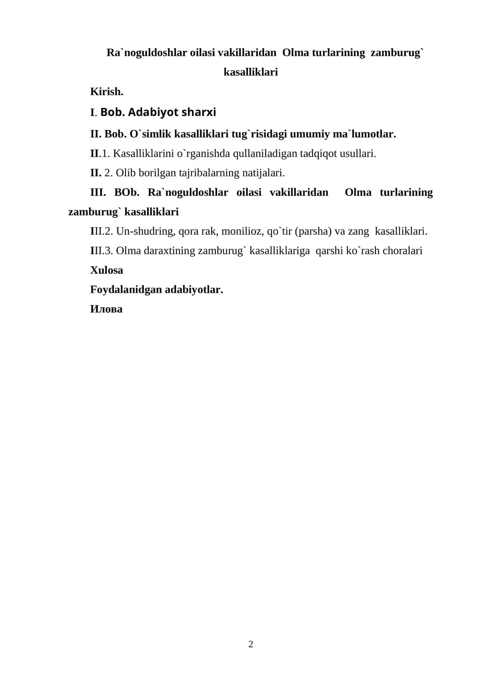 Ra`noguldoshlar oilasi vakillaridan Olma turlarining zamburug` kasalliklari 2