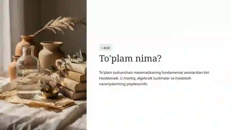 To'plam tushunchasi va ular ustida amallar 2