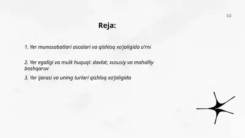 Agar munosabatlar va qishloq xoʻjaligida ishlab chiqarishning oʻziga xos xususiyatlari. Qishloq xoʻjaligi:ijara haqi va renta 2