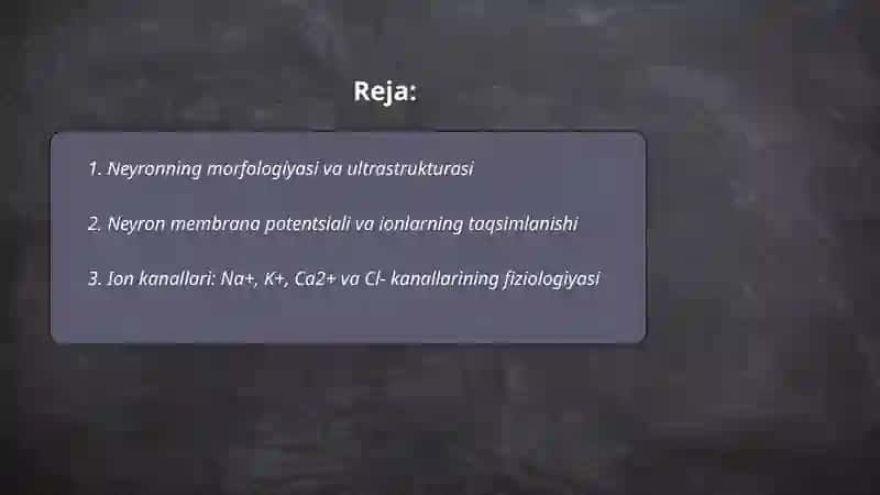 Neyronlar fiziologiyasi va Sinapslar fiziologiyasi 2