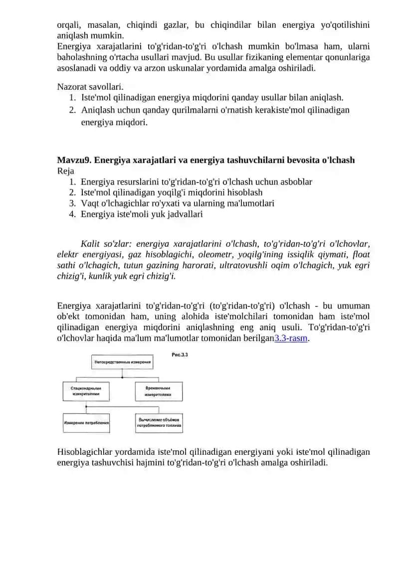 Energiya iste'molini joriy holati. Statistik hisobotlar. 2