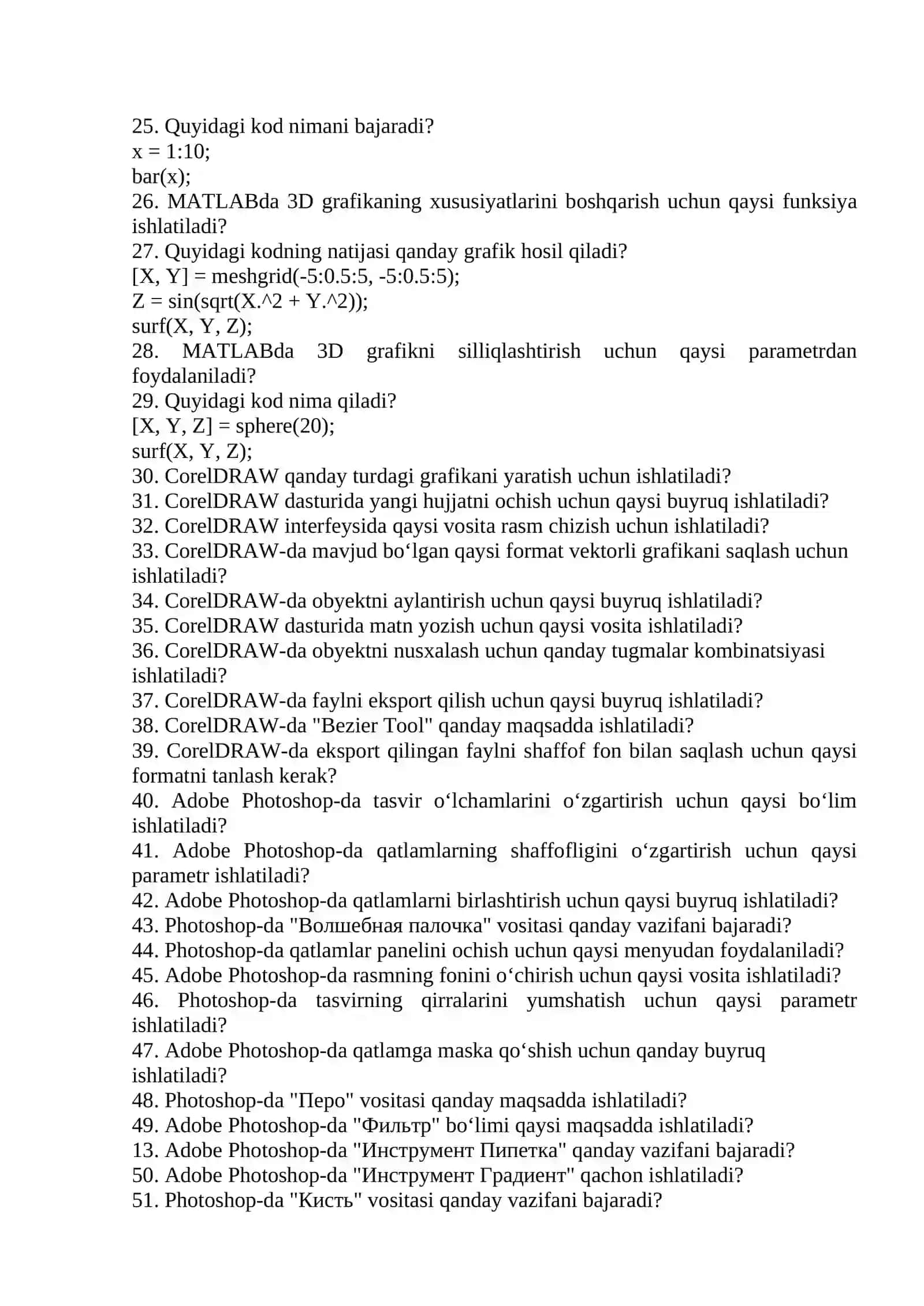 MATLAB va Kompyuter Grafikasi 2
