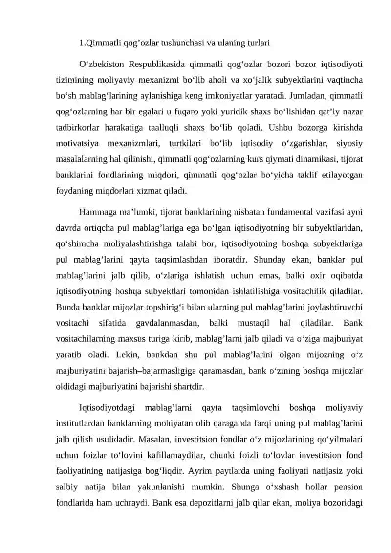 Qimmatli qog'ozlar bozori va ularning ishtirokchilari 2