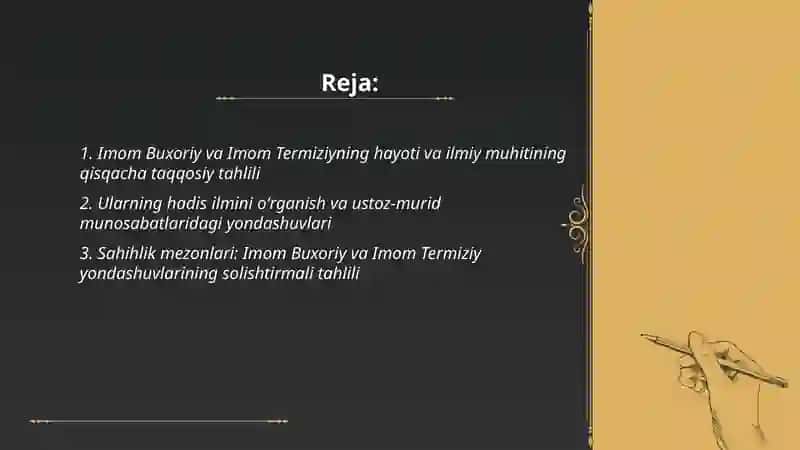 Imom Buxoriy va Imom Termiziyning hadis ilmiga qo shgan hissalarini giyosiy tahlili 2
