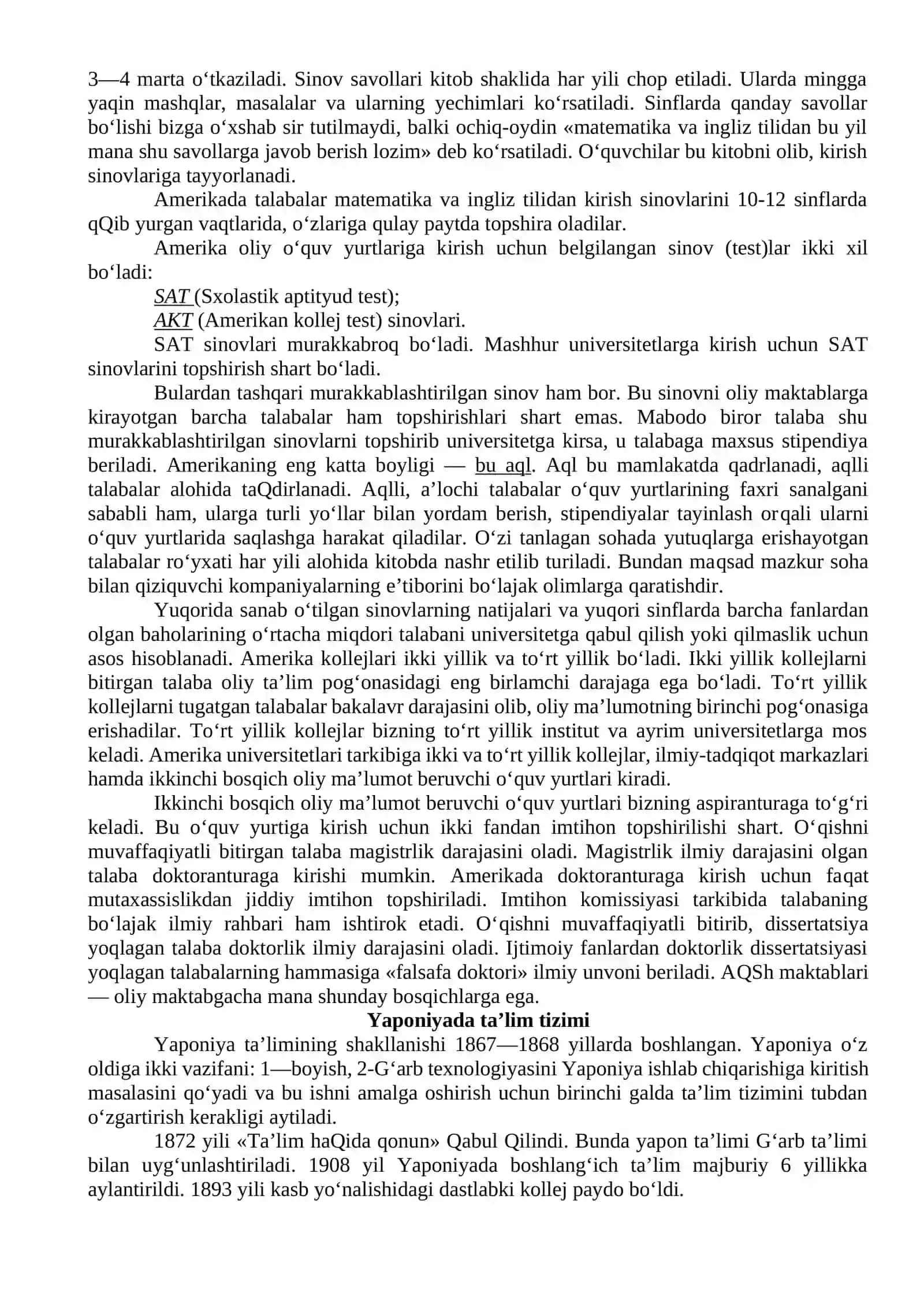 Hozirgi davrda jahon rivojlangan mamlakatlaridagi xalq ta’limi tizimi va pedagogika fani 2