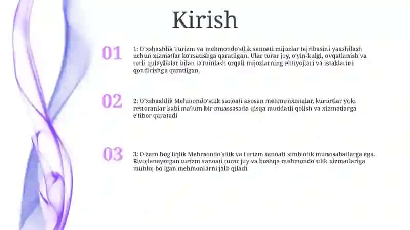 O'xshashlik Turizmi va Mehmondo'stlik Sanoati 2