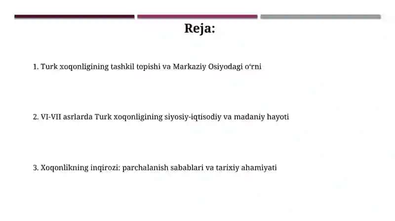 Turk xoqonligi tashkil topishi va Markaziy Osiyodagi o'rni 2