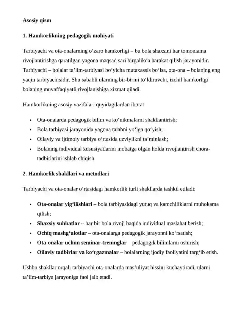 TARBIYACHI VA OTA-ONALARNING O‘ZARO HAMKORLIGI 2