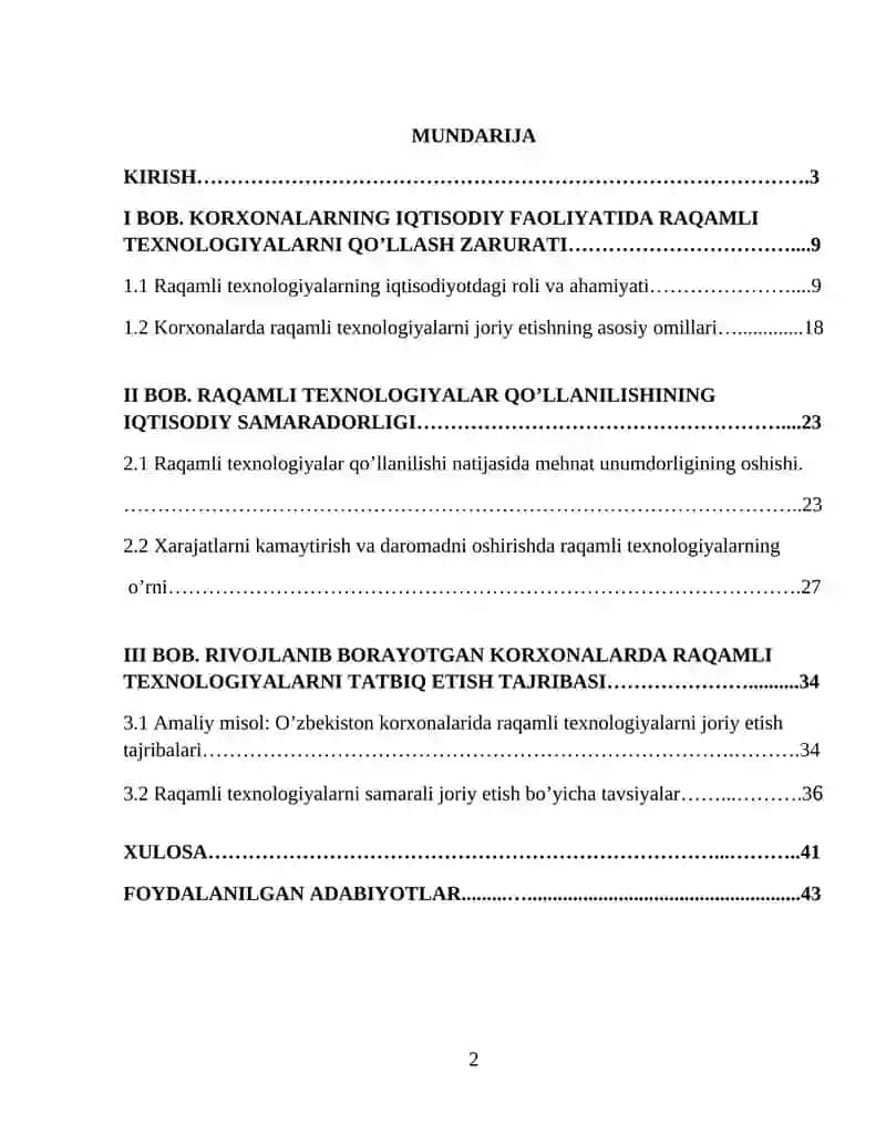 Korxonalarda raqamli texnologiyalarni qo'llashning iqtisodiy samaradorligi" 2