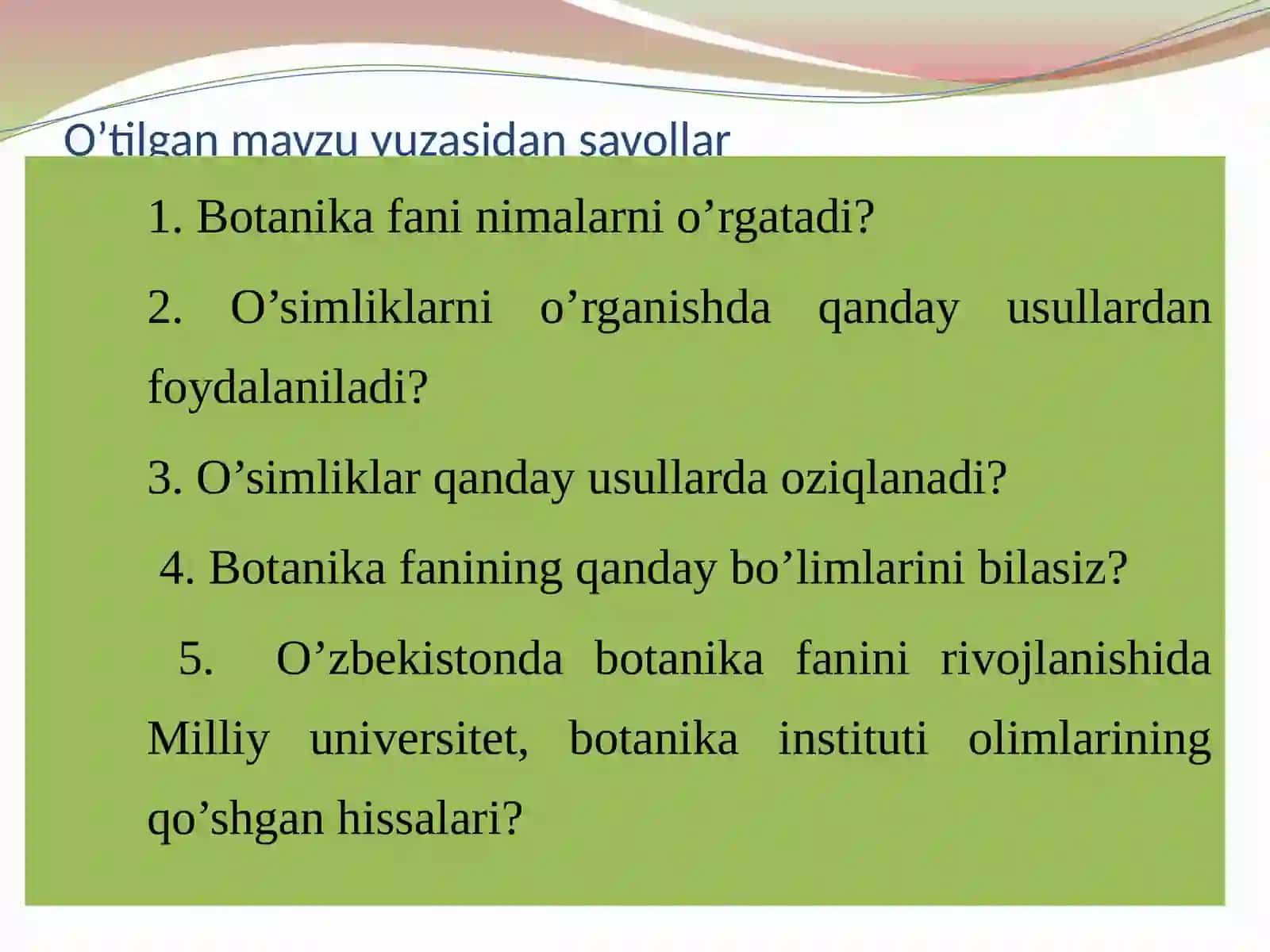 O’simlik hujayrasi chi q/x.f.n. A.A.Matkarimova 2