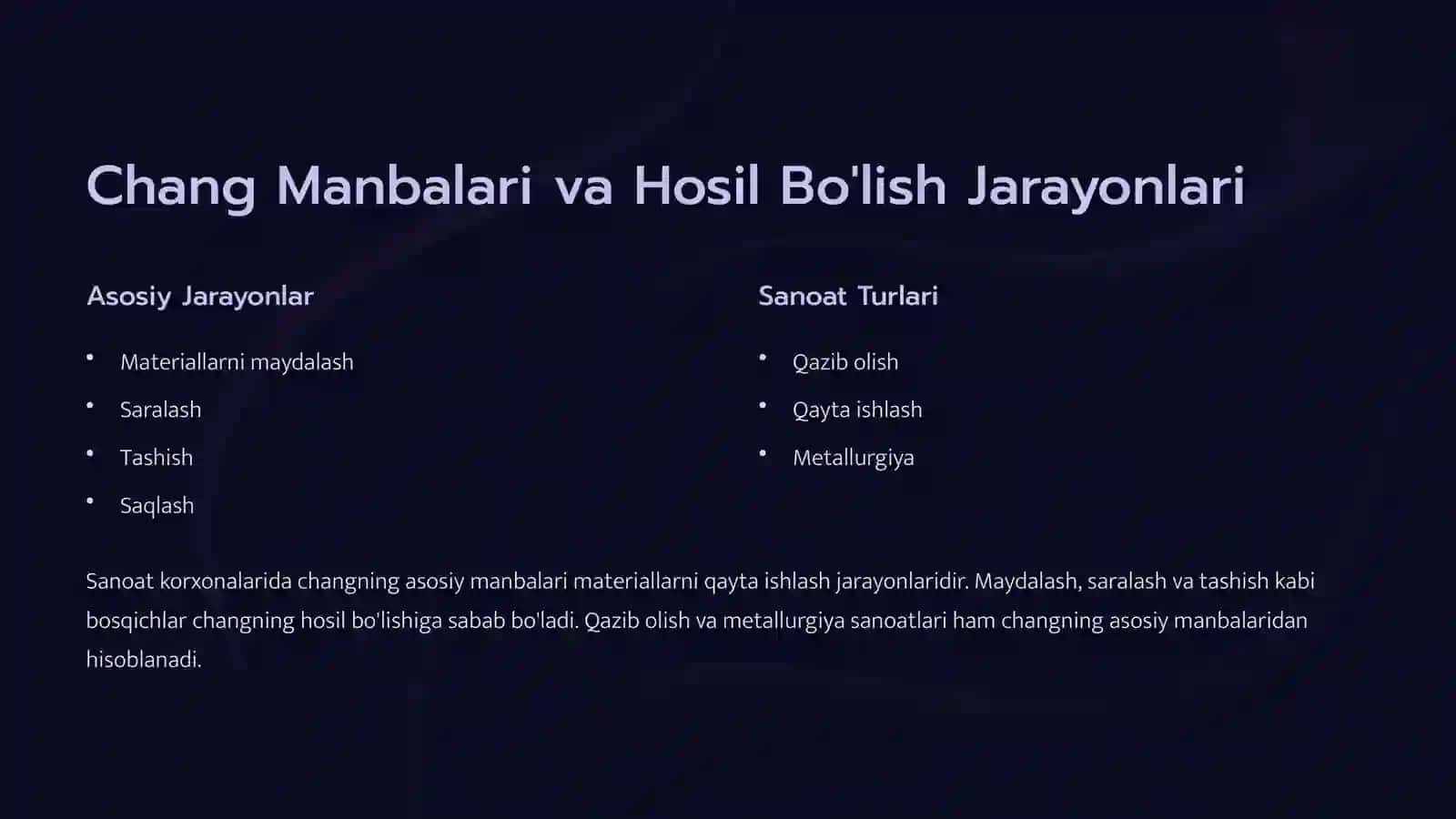 Changlarni Kamaytirish va Havoni Tozalash 2