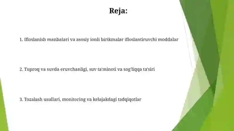 Ionli birikmalar va tuproq suvning ifloslanishi 2