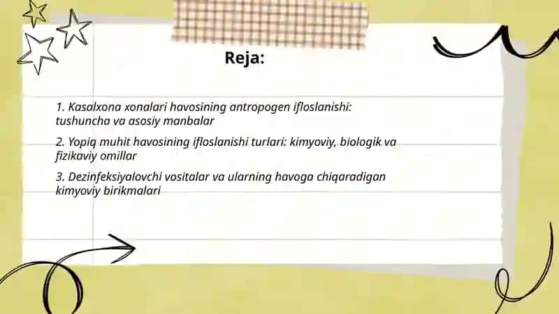 Kasalxona xonalari havosining antropogen ifloslanishi haqida tushuncha 2