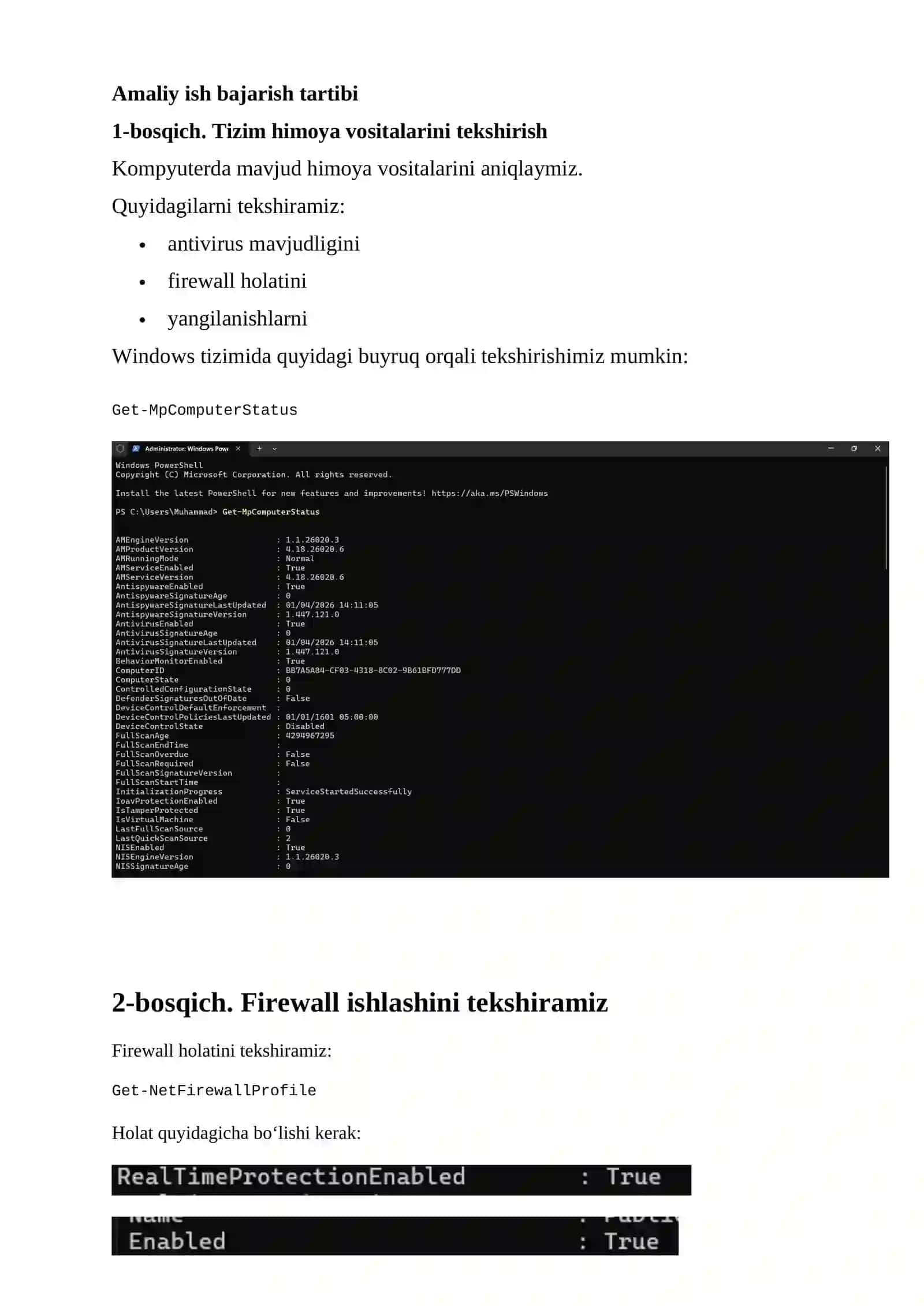 Himoya tizimini to‘g‘ri ishlashini tahlili 2