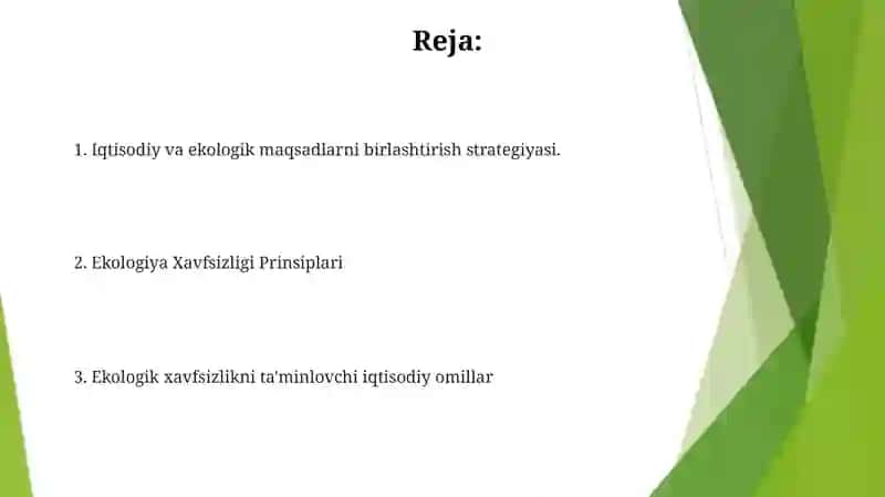 Ekologik xavfsizlikni ta'minlash prinsiplari va iqtisodiy omillar 2