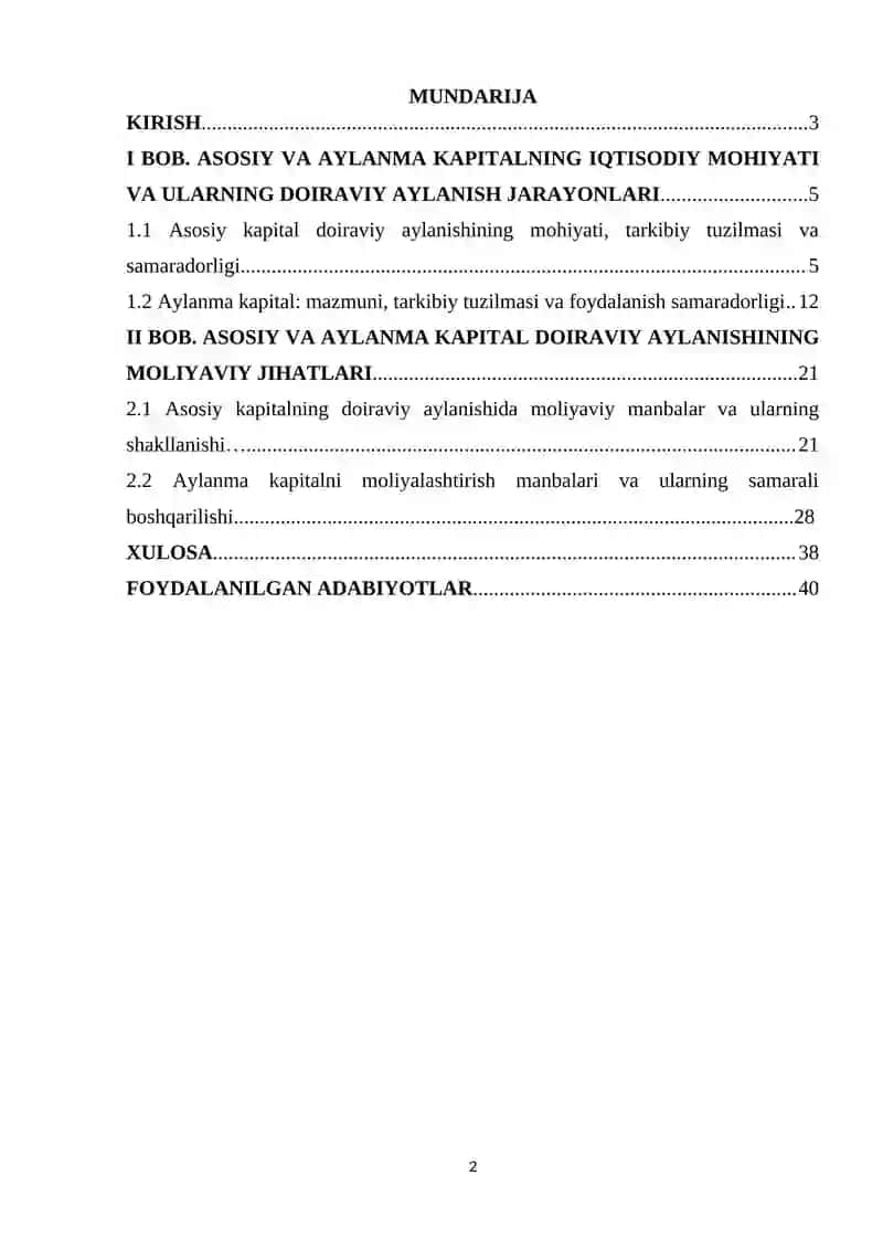 ASOSIY VA AYLANMA KAPITAL DOIRAVIY AYLANISHINING MOLIYAVIY JIHATLARI 2