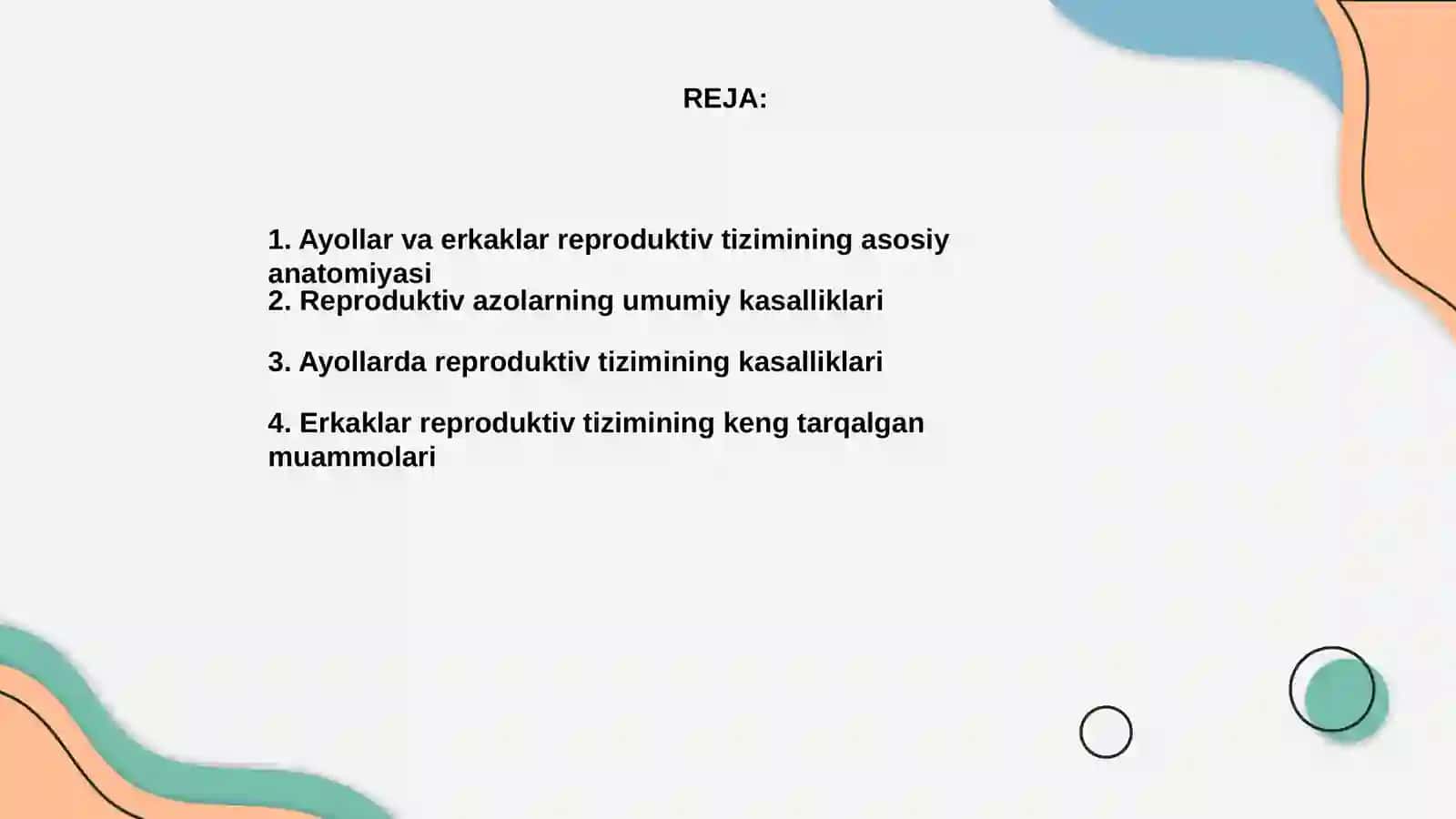 Ayollar va erkaklar reprodiktiv azolari kasalliklari 2