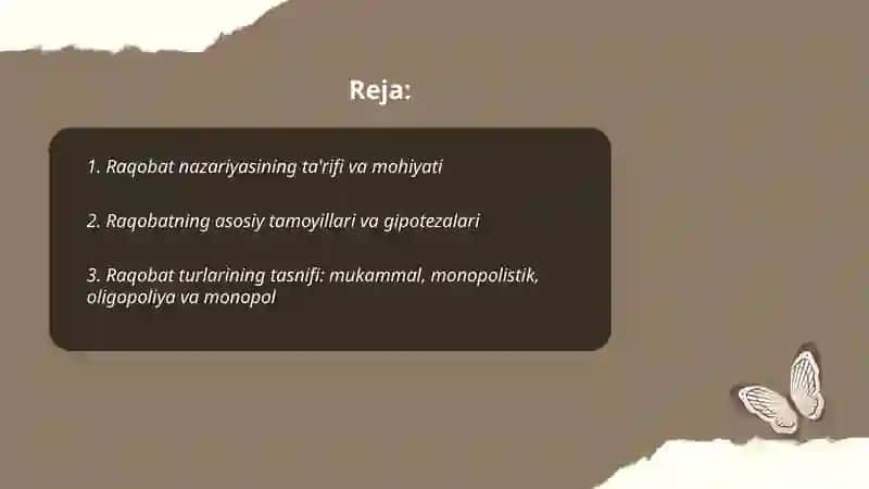 Raqobat nazariyasi va uning asosiy xususiyatlari 2