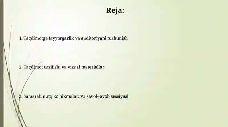 Taqdimot tuzilishi va vizual materiallar 2