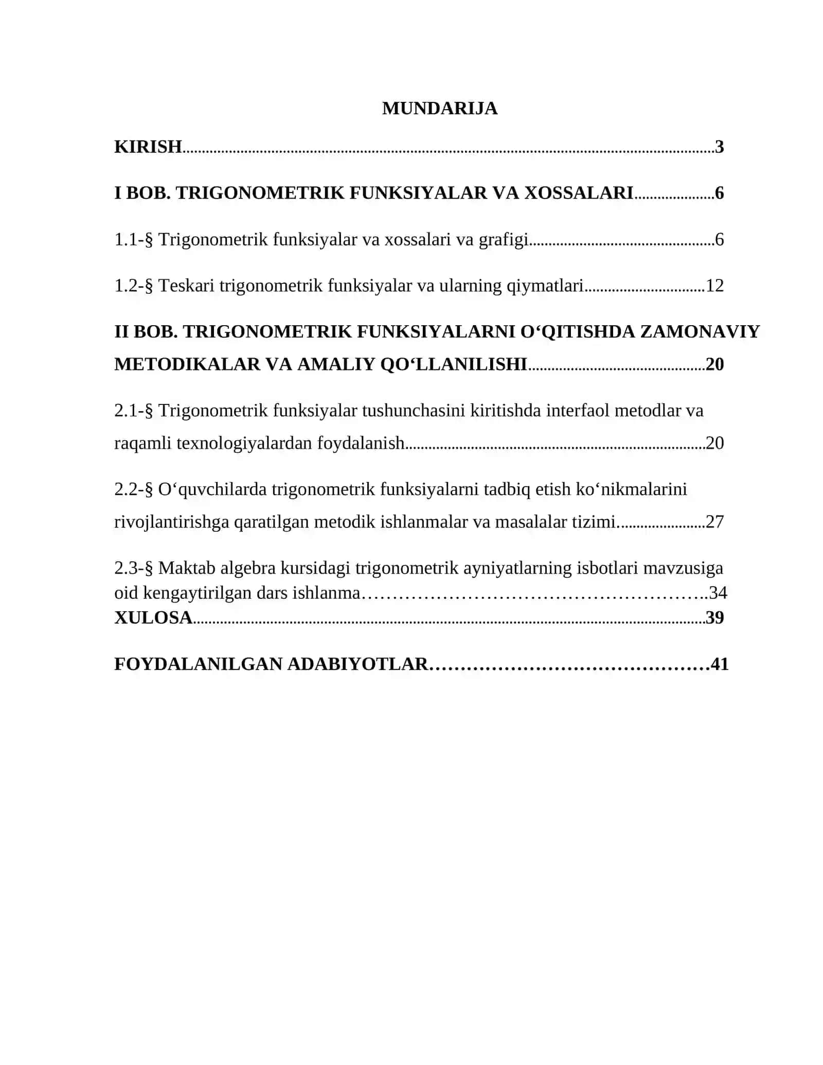 UMUMIY O'RTA TA'LIM MAKTABLARIDA TRIGONOMETRIK FUNKSIYALAR TUSHUNCHALARINING KIRITILISHIGA DOIR MAVZULARNI O'QITISH METODIKASI 2