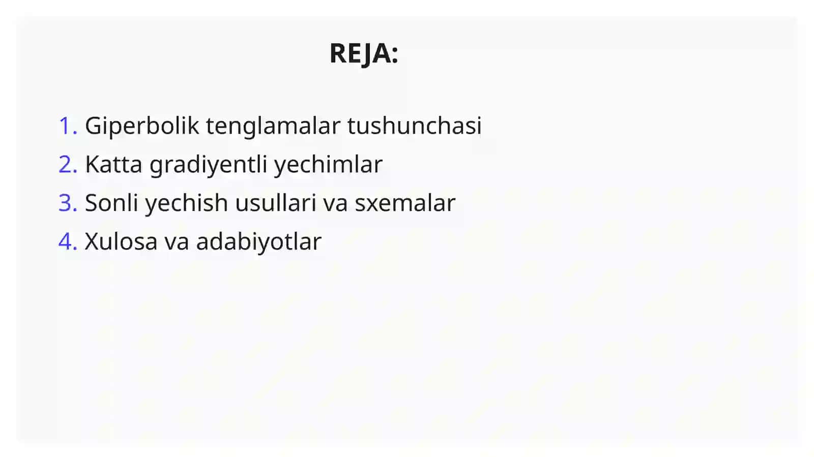 Yechim gradiyenti katta bo'lgan giperbolik tipdagi xususiy hosilali differensial tenglamalarni sonli yechish 2