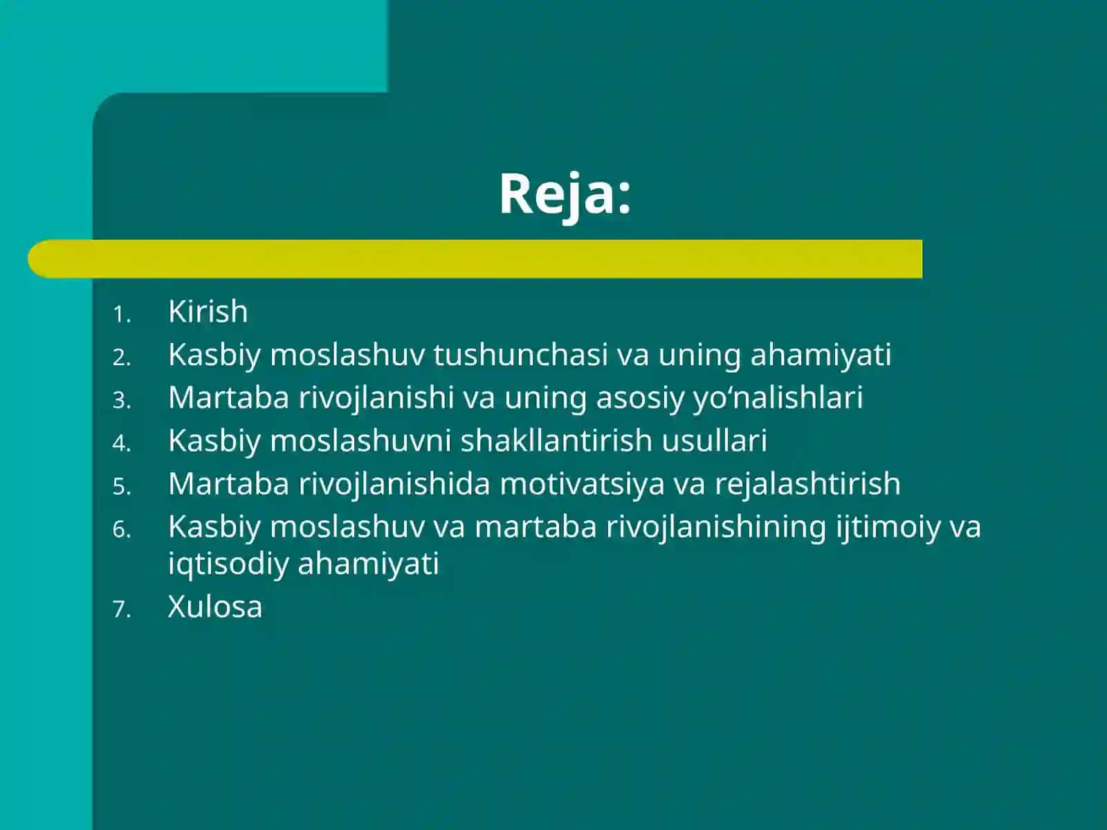 Kasbiymoslashuv va martaba rivojlanishi 2