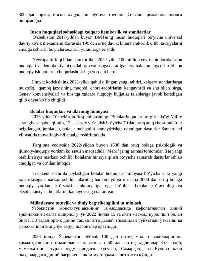 Yangi Oʼzbekistonda inson haq-huquqlari va erkinliklari kafolatining yaratilishi 2