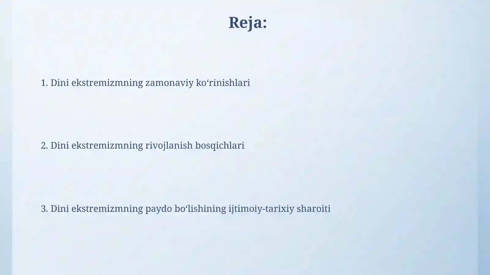 Diniy aqidaparastlik ekstremizim paydo bõlishining ijtimoiy-tarixiy zaminlari va rivojlanishi 2