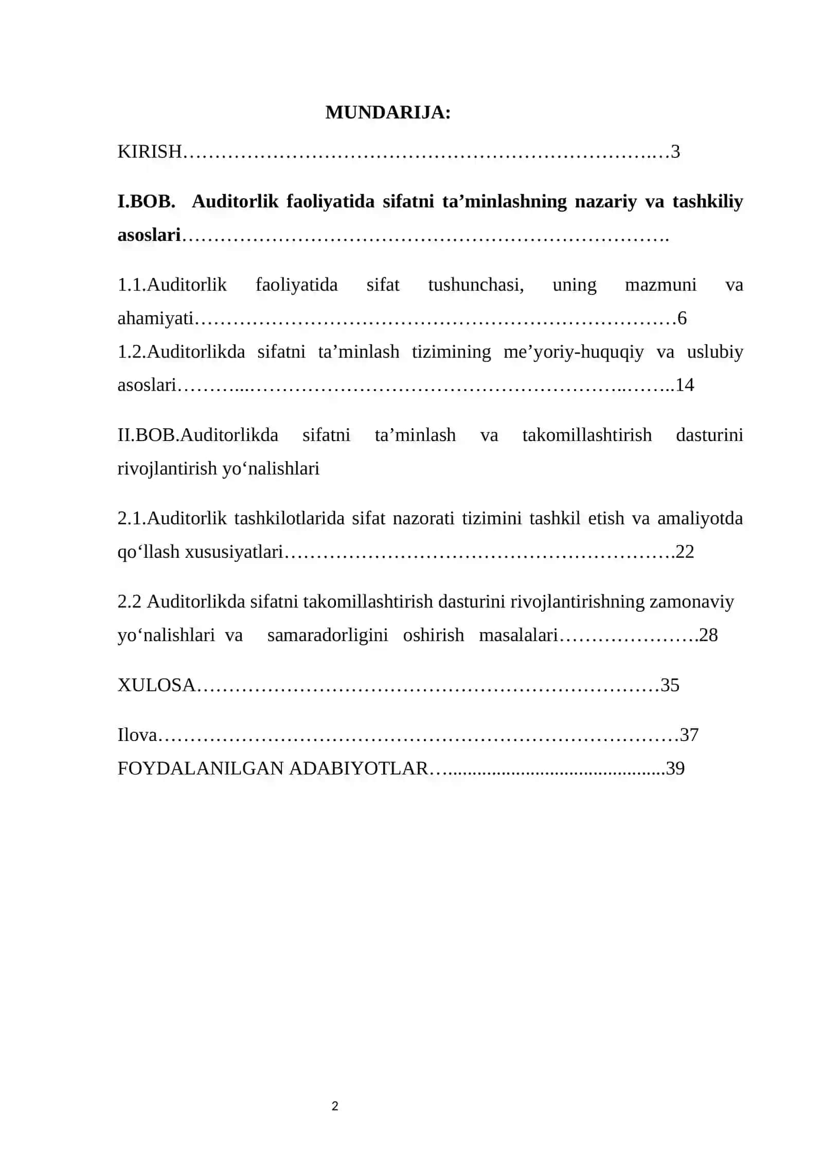 Auditorlikda sifatni ta’minlash va takomillashtirish dasturi 2