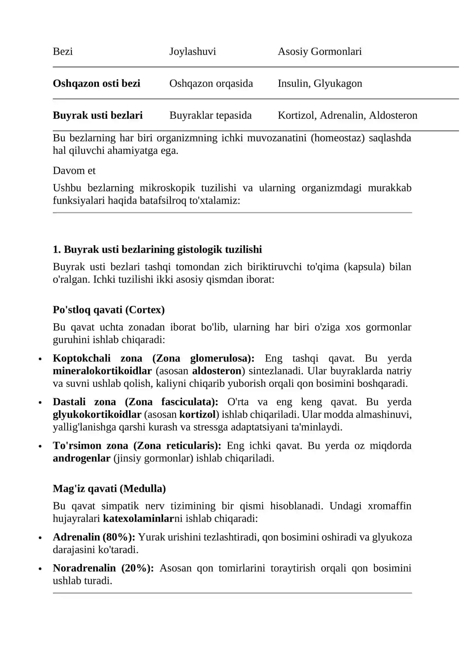 Buyrak usti oshqazon osti bezlari tuzulishi joylashuv 2