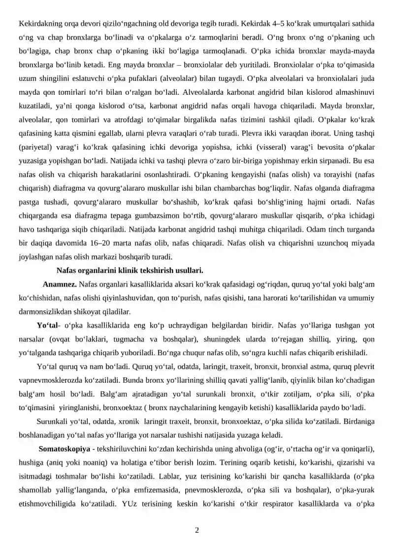 Nafas olish tizimining klinik va instrumental yordamida tekshirish usullari 2