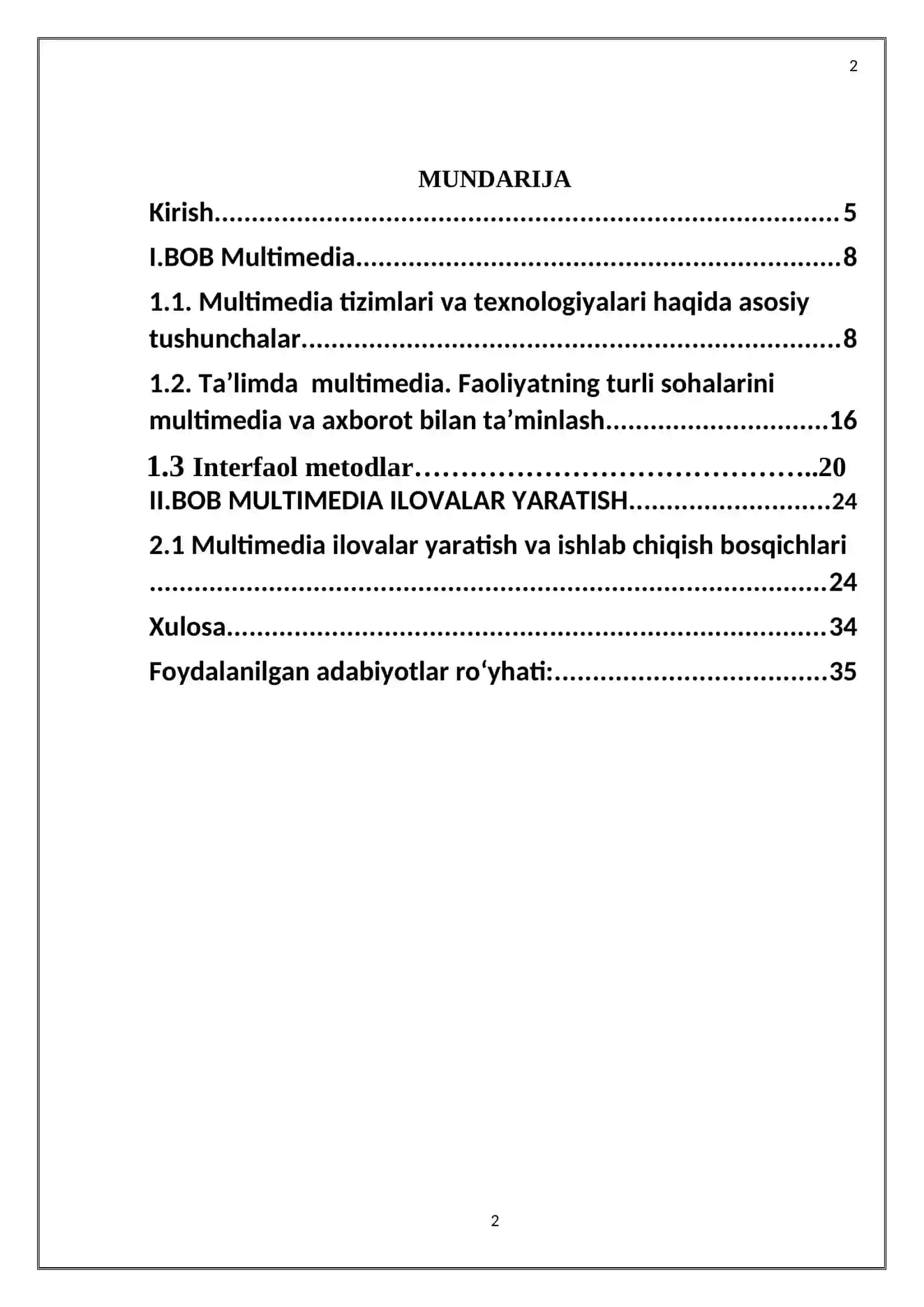 MULTIMEDIA TEXNOLOGIYASI VA UNDAN O‘QUV JARAYONIDA FOYDALANISH 2