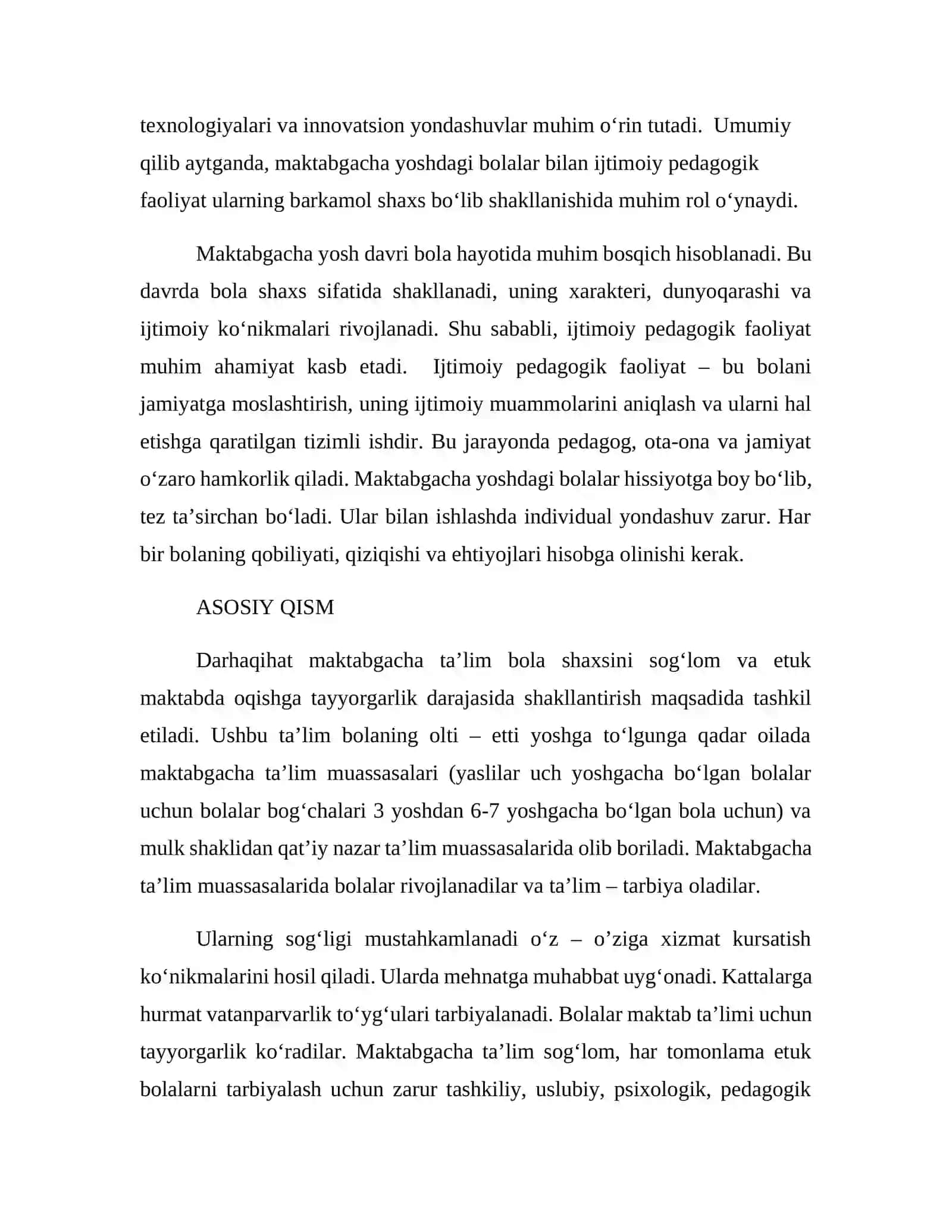 MAKTABGACHA YOSHDAGI BOLALAR BILAN TASHKIL ETILADIGAN IJTIMOIY PEDAGOGIK FAOLIYAT 2