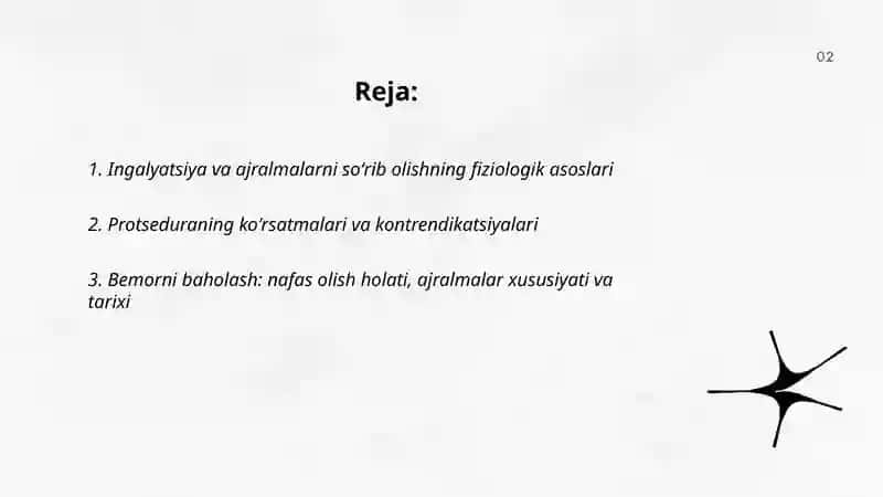 Ingalyatsita va ajralmalarni soʻrib olishda bemorga hamshiralik parvarishi 2