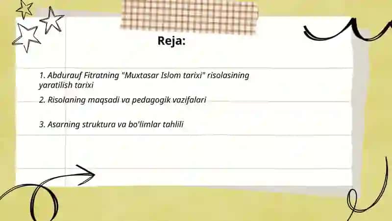Abdurauf Fitrat Muxtasar Islom tarixi risolasi 2