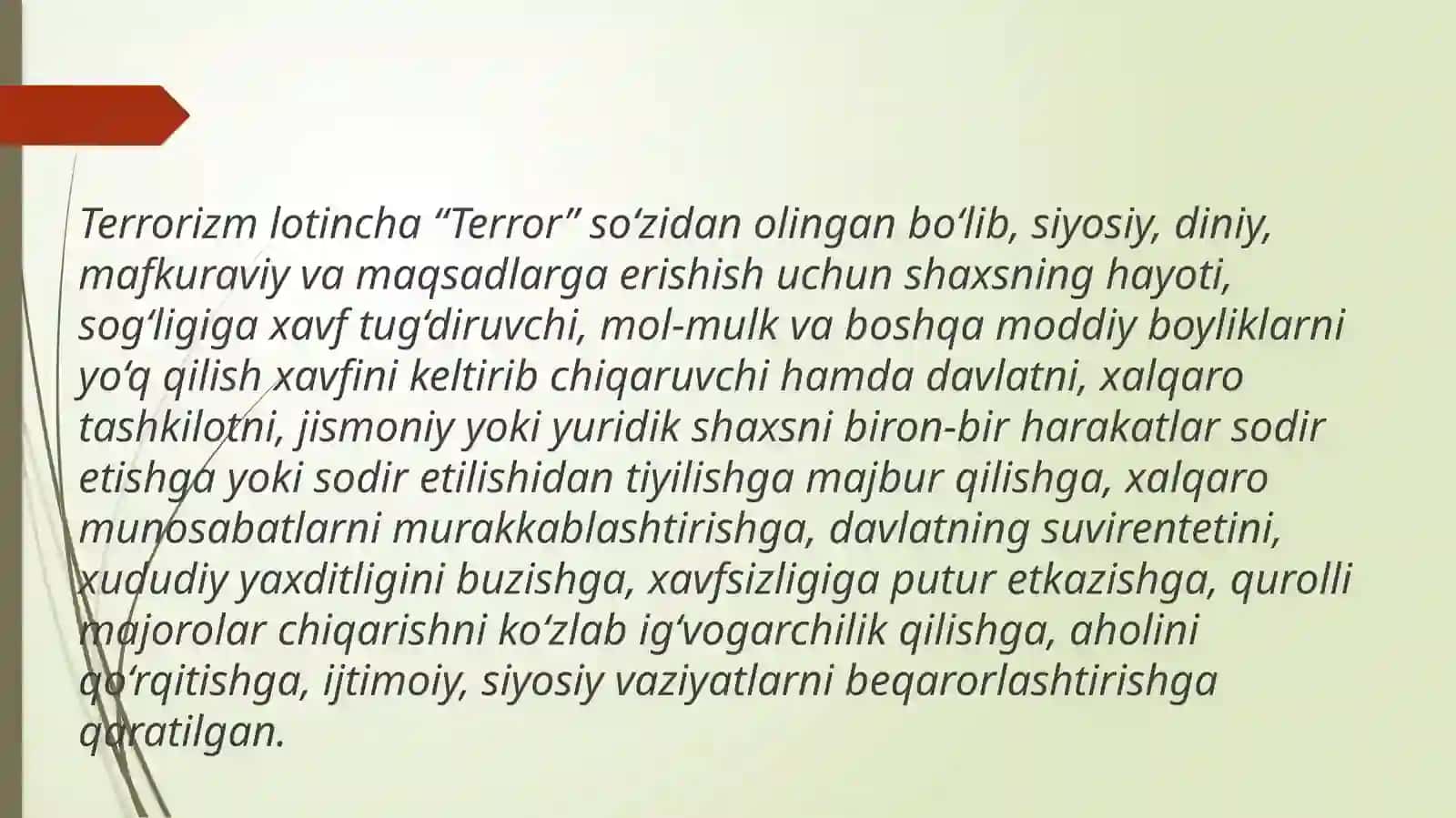 Terrorizm va aholi muhofazasi 2